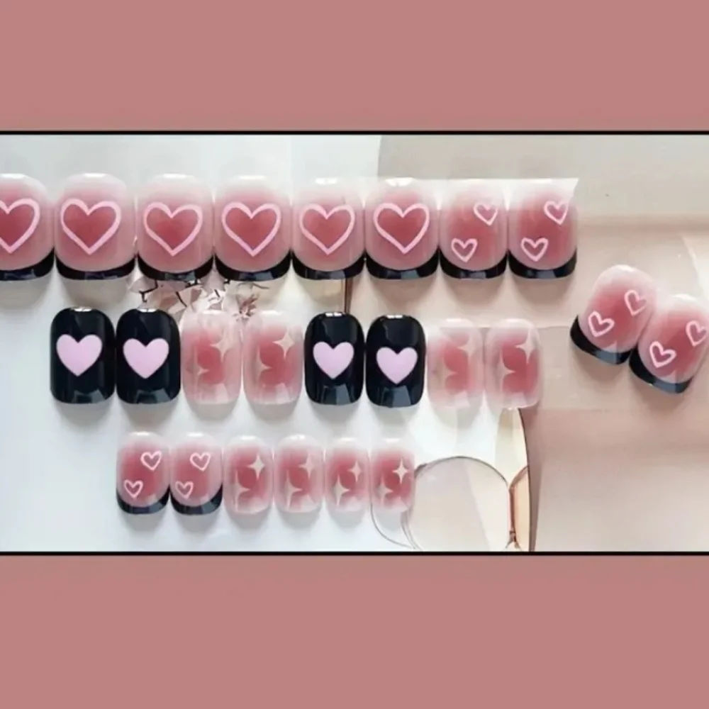 🔥3/$21  Mixed Glossy Sweet Heart and Star design Press on False nails